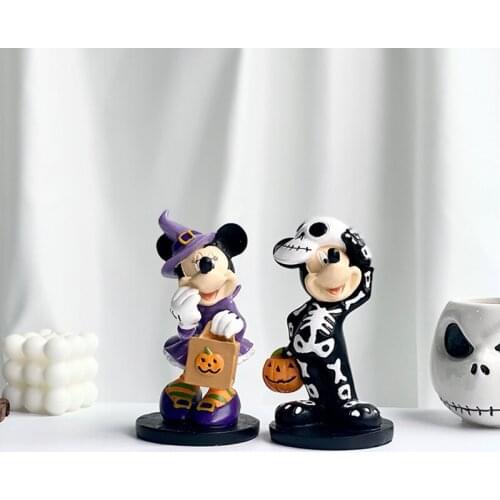2PCS/lot 15.5cm Halloween lovers skeleton Mickey witch Minnie resin decoration home decoration childrens birthday gift
