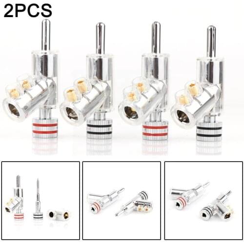 2 Pcs Pure Copper Gold Plated Self-Locking Speaker Banana Audio Adapter Type Y-Shaped Connector Banana Cable Plug Amplifier