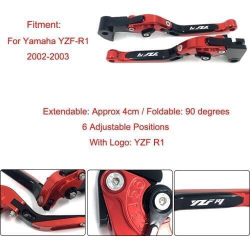 2002-2003 YZF-R1 YZF R1 Motorcycle Motorbike CNC Adjustable Foldable Extendable Brake Clutch Levers For Yamaha R1 2002-2003