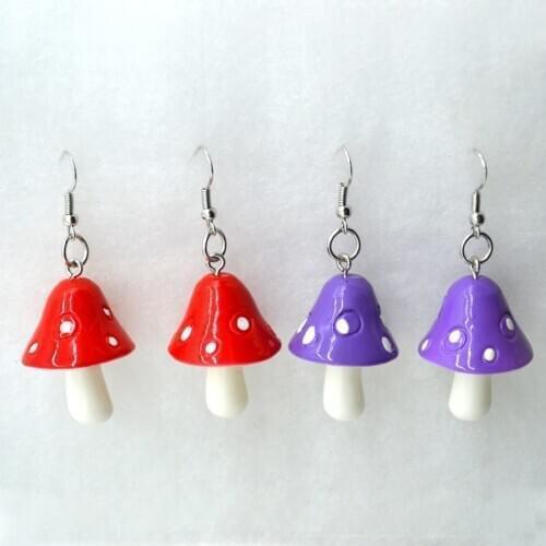 2020 fashion women sweet and cool handmade plastic simulation mushroom earrings color mushroom earrings jewelry accessories gift