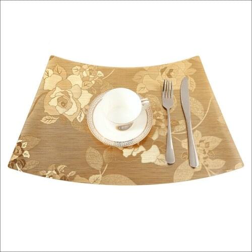 4/6pcs Fan-shaped brushed western food cushion hotel table mat pvc tablecloth waterproof printing soft glass coasters placemats