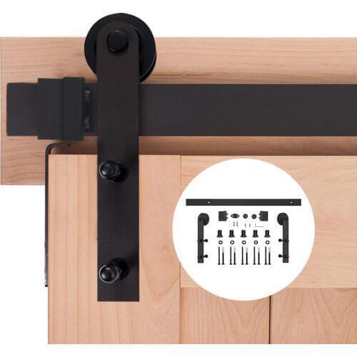 4.9FT/6FT/6.6FT/8FT Black Carbon Steel Sliding Interior Barn Sliding Door Hardware Track Kit