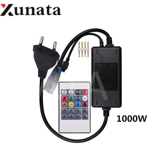4pin 1000W controller Adapt with 20key IR remote For 8X16mm 5050 2835 RGB Neon Light LED Strip US 110V EU 220V