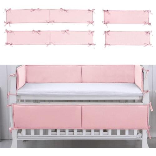 4pcs Solid Color Baby Bed Liner Heightened Collision Avoidance Detachable Newborn Crib Around Cot Protector Kids Room Decor