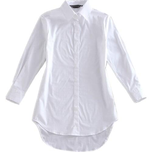 B1865 2020 new spring autumn korean version womens fashion show thin joker long sleeve loose white shirt cheap wholesale