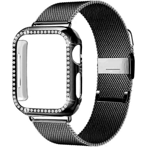 Case+Strap for Apple Watch band 44mm 40mm iWatch 42mm 38mm Stainless steel milanese Loop bracelet apple watch series 5 4 3 6 SE