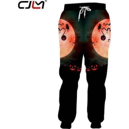 CJLM Halloween Theme Round Moon Man Sweatpants Mens Trousers Suppliers 3D Lantern Tree Printed Red Eyed Pumpkin
