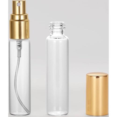 500pcs/lot 10ml Travel Refillable Empty Perfume Spray Bottle Clear Glass Perfume Atomizer Bottle with Gold Silver Sprayer