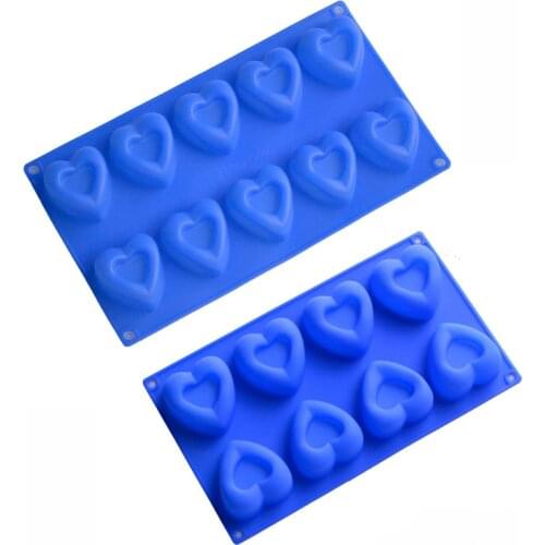 Food grade Love Heart shape 8/10 Cavity Silicone Chocolate Mold Jello Pudding Mould For Baking Cake Decorating Tools