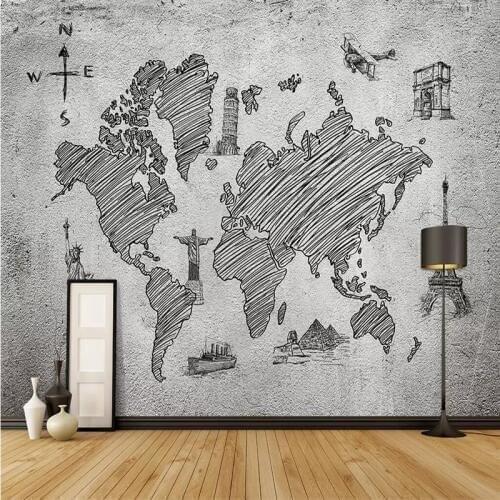 World map Nordic art background wall professional production mural factory wholesale wallpaper mural poster photo wall