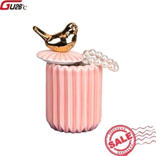 Ceramic Storage Tank Jewelry Organizer For Bedroom Kitchen Dustproof Home Office Deco Desktop Organization Storage Bottles Jars