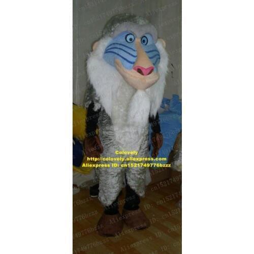 Pretty Gray Baboon Papio Gelada Orangutan Gorilla Pongo Chimpanzee Mascot Costume With Triangular Pink Nose Brown Shoes No.6923