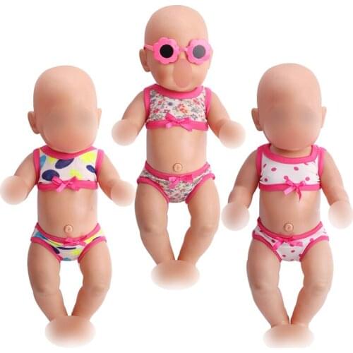 40-43 Cm Boy American Dolls Swimsuit 2Pcs Printed Bikini Newborn Baby Toys Accessories Fit 18 Inch Girls Doll Gift f166