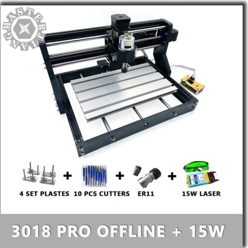 CNC 3018 Pro GRBL mini Laser Engrave Machine+15W Laser Module+offline controller 3 Axis pcb Milling machine Wood Router