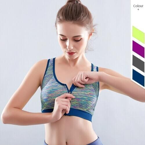 2020 Hot Sports Yoga Bra Front Zipper Tops Sexy Female Fitness Push Ups Gym Running Shockproof Shirt Exercise Quick Drying Vest