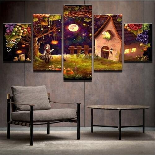 Fashion Canvas Painting Wall Art Prints Unframed 5 Panels Halloween Posters Home Decoration Modular Pictures For Living Room
