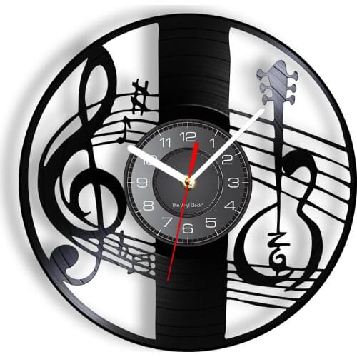 Treble Clef Music Note Wall Art Wall Clock Musical Instrument Violin Key Vinyl Record Wall Clock Classical Music Home Decor Gift