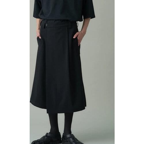 New Mens shorts, Yamamoto style, dark, loose, asymmetrical culottes for the Samurai