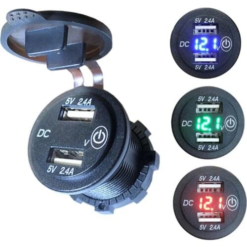 New Car 2.4A USB Charger Voltmeter Touch Switch For Boat Marine SUV Truck Motorcycle