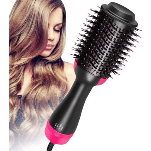 One Step Hair Dryer Brush 2 In 1 Hair Straightener Curler Hot Air Paddle Styling Brush Negative Ion Generator Hair Straightener