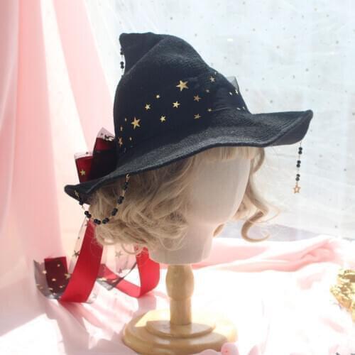 The Original checking Halloween, Lolita Star Magic Girl Wizard Hat Witch Peak Hat Witch Witch Hat