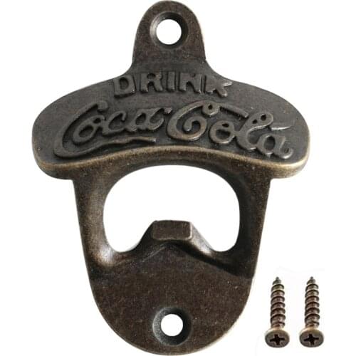 Zinc Alloy Bottle Opener Wall Mounted Vintage Retro Beer Opener Tool Accessories Bronze Color with Screws Bar Decoration Gadgets