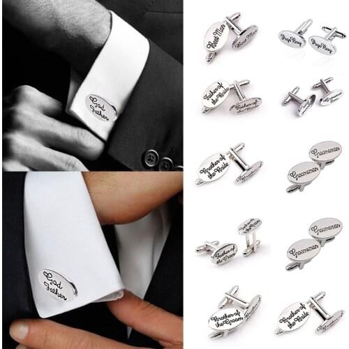 Oval Shirt Wedding Cufflinks Cuff Link Clips Men Groom Best Man Usher Page Gift Wedding Party Clip