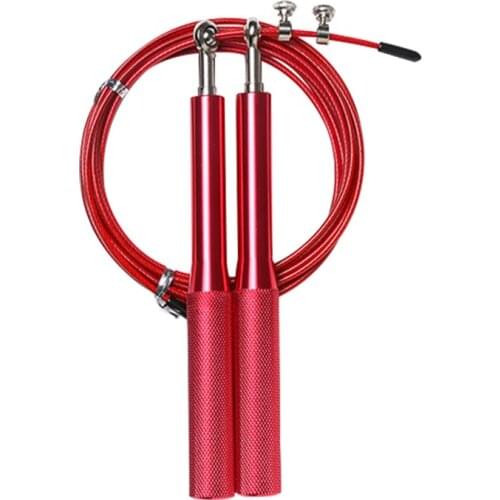 360 degree rotating tangle-free aluminium alloy bearing thickened steel wire metal threaded handle anti-release lock jump rope
