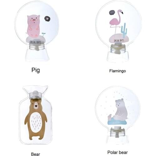Cartoon Transparent Hand Warm Hot Water Bottle Mini Hot Water Bottles Portable Hand Warmer Girls Pocket Hand Feet Hot Water Bags