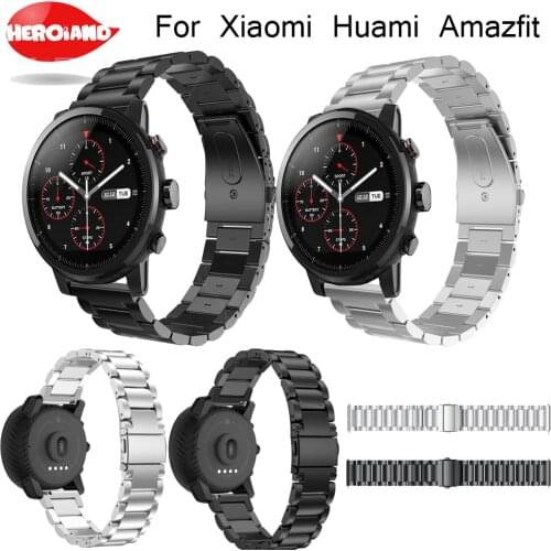 22mm Stainless steel Wristband for Original Xiaomi Huami Amazfit Stratos 2 2th pace band strap bracelet smart watch Band 2018