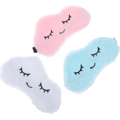 Cute Cloud Soft Sleeping Eye Cover Mask Animal Plush Fabric Blindfold Relax Girls Lady For Home Traveling Eye Care