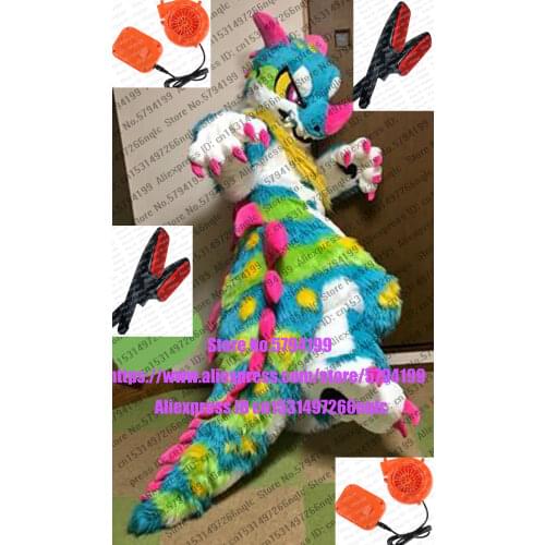 BLUE GREEN DRAGON SLIM DIGITIGRADE LEGS 3-D EYES DRGONS Dog Wolf FOX Furry Fursuit Suit Costume Party Carnival Birthday Gift