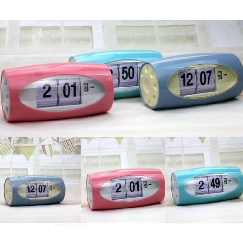 Modern Style Auto Flip Desk Clock Vintage Table Alarm Clock Modern Office Home Decor Table Clock