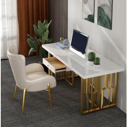 Desk solid wood iron computer desk northern Europe simple study desk household desk chair combination