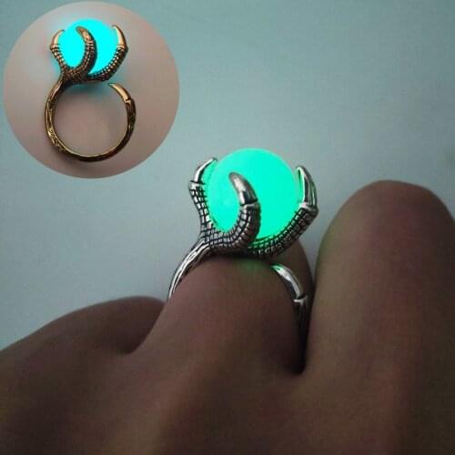 Retro luminous ring eagle claw glow in the dark glow ladies fashion luminous jewelry