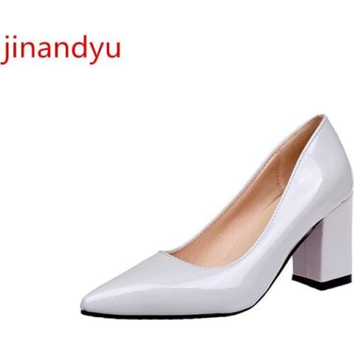 Women Shoes High Heel Big Size 43 Pumps Chunky Heels Pointed Toe Fashion Sexy Woman Shoes Party Ladies Red Black White Heels