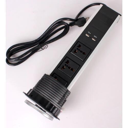 UK/EU/US/Universal Plug Aluminium Alloy Shell Tensile Type Pop Up Power desktop Kitchen Sockets with LED Indicator Kitchen plug