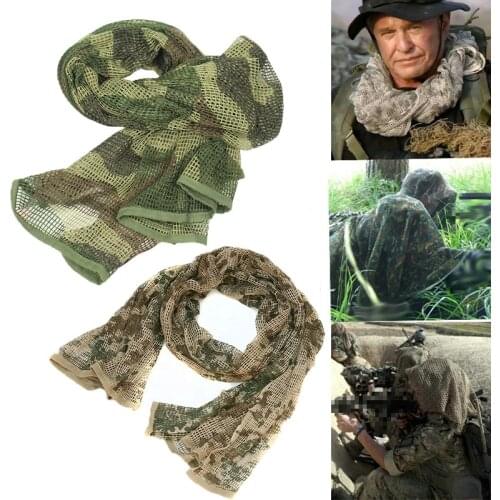 Military Camouflage Tactical Mesh Breathbale Scarf Sniper Face Veil Scarves For Camo Airsoft Hunting Cycling Neckerchief