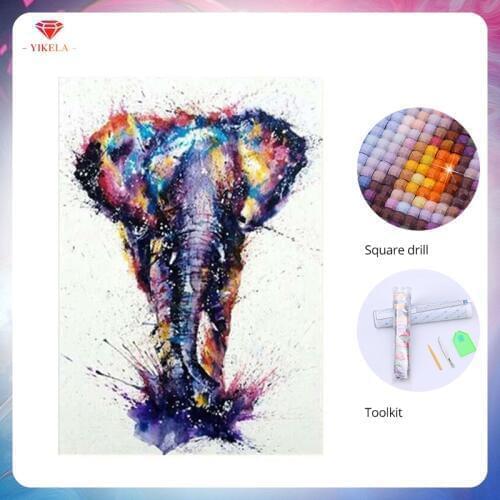 YIKELA Animal Diamond Painting Elephant Diamond Embroidery Wall Sticker 5D Painting Cross Stitch DIY Home Decoration Accessories