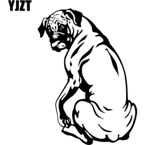 YJZT 12.2X16.7CM Boxer Dog Vinyl Decal Pet Animal Car Sticker Cute Decor Art Funny Dog Black/Silver C24-1256
