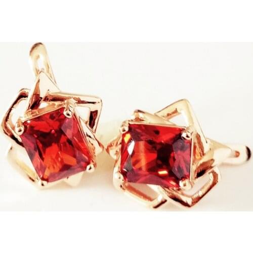 Rose 585 Gold Color Earrings With Stones Wedding Drop Earrings for Women Fashion Jewelry