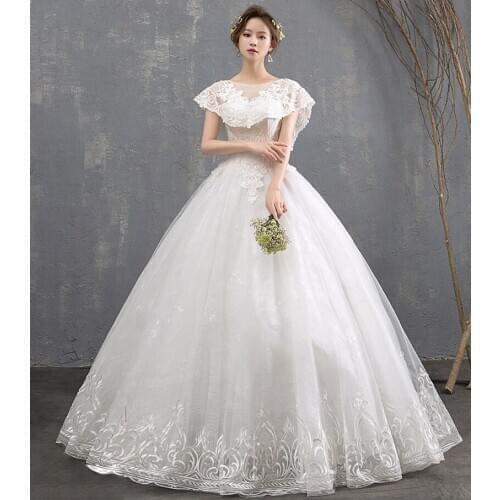 Beautiful Ivory Embroidery Lace ball Gown Wedding Dresses with Jacket Vestidos De Novia 2020 New Bridal Dress Wedding Gowns