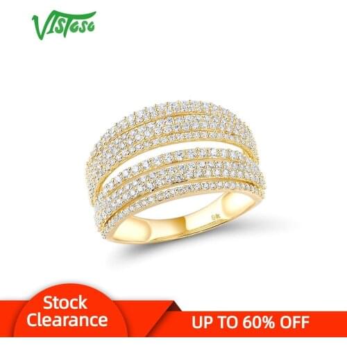 VISTOSO Gold Rings For Women Genuine 9K 375 Yellow Gold Ring Sparkling White CZ Promise Band Rings Anniversary Fine Jewelry
