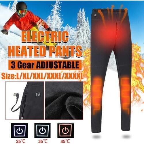Winter Electric Heated Warm Pants Men Women USB Heating Base Layer Elastic Trousers Insulated Heated Trousers for Camping Hiking