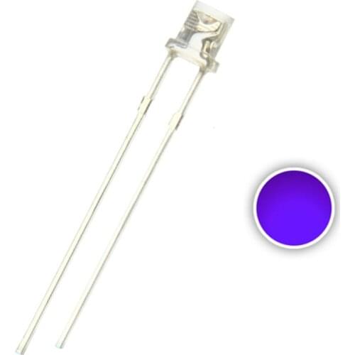 100pcs 3mm UV Purple Flat Top LED Water Clear 395nm - 400nm 3 mm Ultraviolet 20mA 3V DIP Lamp Light Beads