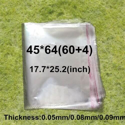 100 X 45*64cm Thicken Transparent Big OPP Self Adhesive Seal Bags Fabric T-shirts/Cotton-padded Clothes Packaging Sack