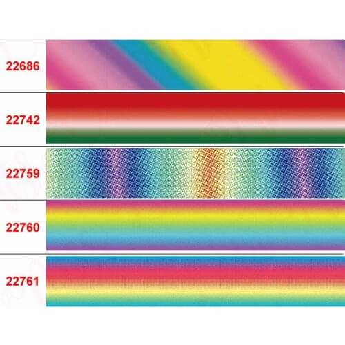 16mm-75mm Gradient Color Series Printed Grosgrain/Elastic Ribbon Rainbow Wave Stripes DIY Gift Bowknots 50yards/roll
