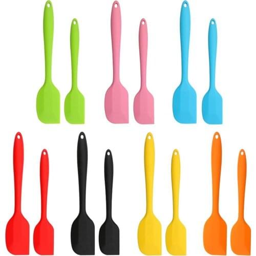 2Pcs Kitchen Silicone Cream Baking Scraper Butter Mixing Batter Scraper Brush Butter Mixer Cake Brushes Baking Tool Utensil