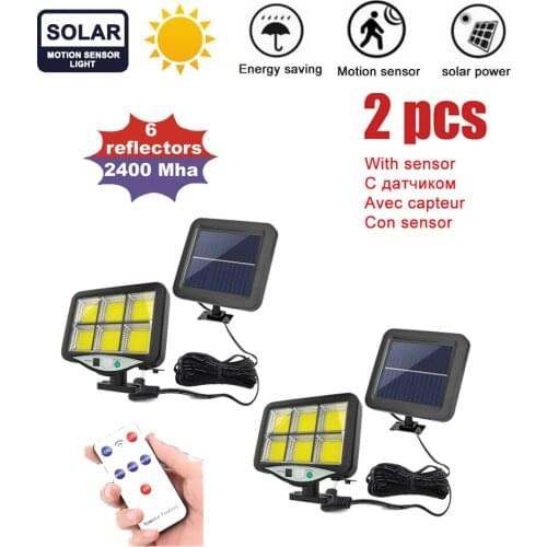 2pcs seperable 120 LED Solar Light 3 Modes PIR Motion Sensor Wall Sunlight solar Lamp Outdoor Waterproof Garden Decor indoor 5M