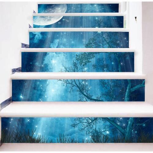 Colomac 3d 6pcs waterproof stair floor stickers renovation starry pattern living room DIY home decor poster stairway stickers